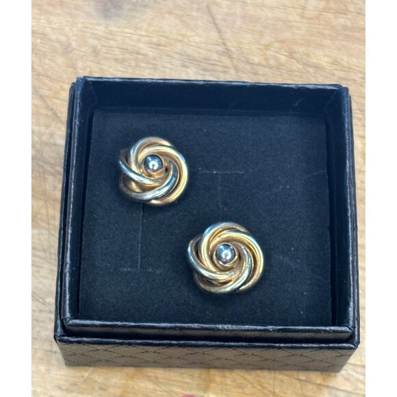 Gold & Silver Knot Cufflinks Two-Tone Metal Vintage Design Mens Accessories Clas - Picture 6 of 6